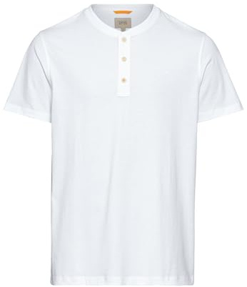 camel active Herren Kurzarm Henley T-Shirt mit Knopfleiste Weiß, Menswear-L
