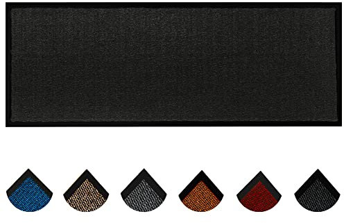 Homatz Hallway Runner Rug Heavy Duty Non-Slip Rubber Back, Anthracite 90x200cm Long Runner - Dirt Trapper, Water Absorbent, Washable Rugs, Carpet for Hallway Kitchen Living Room