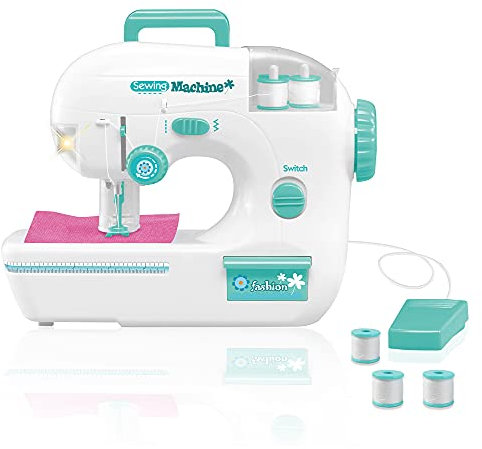 deAO Realistische Meine erste Nähmaschine für Kinder mit Licht-, Kontrollfunktion und Zubehör im Lieferumfang enthalten