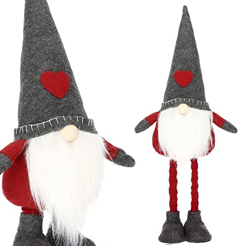 SPRINGOS Nani di Natale, 46 – 67 cm, statuetta decorativa rossa, grigio, abbigliamento natalizio, nano, Natale (grigio, rosso, altezza regolabile: 46 – 67 cm)
