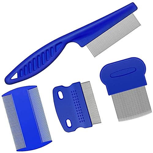 Pettine per Gatti Cane,4 Pezzi Pettine per Pidocchi per Gatti Cane,Pulci Gatto a Denti Fini,strumenti per la pulizia Pidocchi/Grovigli/Nodi/Crosta/Sporcizia,Adatto a cani e gatti