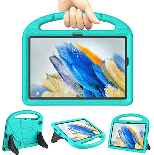 Kids Case for Samsung Galaxy Tab A8 10.5'' 2022, Mansiruyi Lightweight Shockproof Kids Friendly Case with Handle Stand for Galaxy Tablet A8 10.5 Inch (SM-X200/X205/X207) (Turquoise)