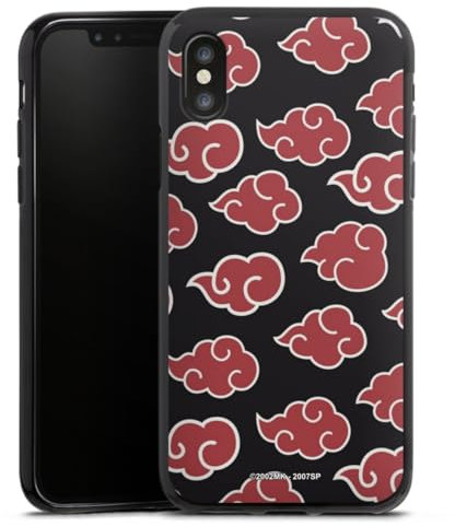 Silikon Hülle kompatibel mit Apple iPhone X Case schwarz Handyhülle Naruto Shippuden Pattern Akatsuki