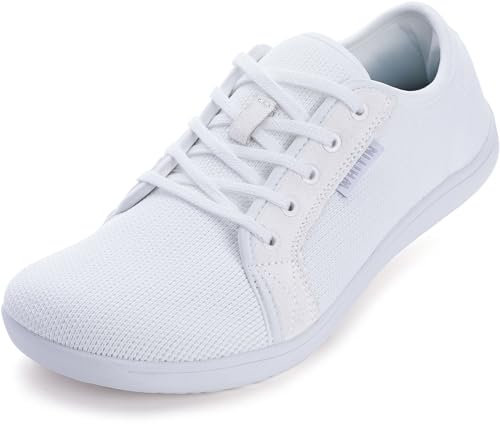 WHITIN Barfußschuhe Herren Barfussschuhe Barfuss Schuhe Breite Barfuß Sneaker Knit Barefoot Shoes Minimalschuhe Traillaufschuhe Fitnessschuhe Sommer Weiß 43 EU