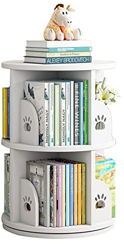 Mehrschichtiges Bücherregal Drehbares Bücherregal Bilderbuchregal for Kinder Bürolagerregal Zeitschriftenregal (Color : Weiß, S : 39x39x66cm)