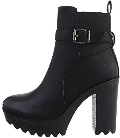 Ital Design Damenschuhe Stiefeletten High-Heel Stiefeletten, 5662-, Kunstleder, Schwarz, Gr. 40