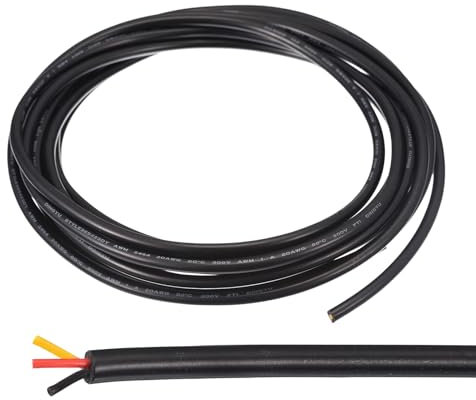 sourcing map 24AWG Electrical Wire 3 Conductors UL2464 Tinned Copper 16.4Ft Low Voltage PVC Case Flexible Extension Power Cord Black for LED Strips Lamps Lighting