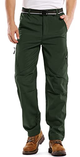 Asfixiado Herren Wanderhose Wasserdicht Softshellhose Skihose Warm Gefüttert Schneehose Thermohose Snowboardhose Outdoorhose Winddicht Winter Trekkinghose(6070 Cargo Green 36)