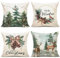 YCOLL Kissenbezug 50x50 4er Set Kissenbezug Weihnachten Kissenbezüge Dekokissen Leinen Kissenhüllen für Deko Weihnachten Sofa Schlafzimmer Couch 50x50 cm