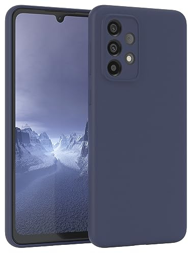 EAZY CASE Premium Silikon Handyhülle kompatibel mit Galaxy A33 5G Slimcover mit Kameraschutz und Innenfutter, Silikonhülle, Schutzhülle, Bumper, Handy Case, Hülle, Softcase, Nacht Blau