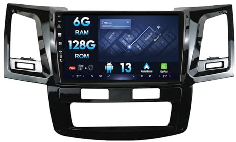 6GB + 128GB 9 Zoll IPS Autoradio Android 14 Für Toyota Hilux/Fortuner/Revo/Vigo 2005–2014 GPS Navigation WiFi Carplay DSP SWC BT 360 Kamera Fast Boot