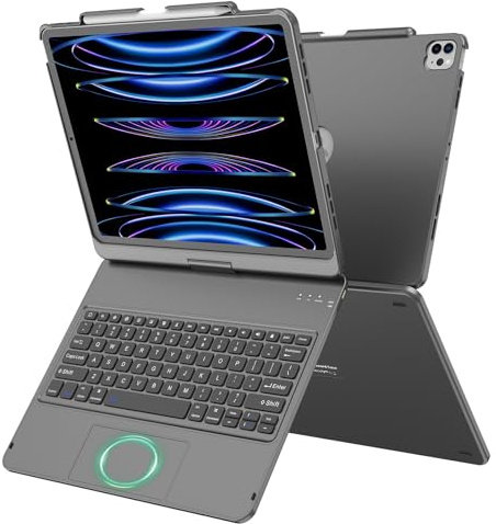 GGH Schutzhülle für iPad Air 33 cm (12,9 Zoll), Tastatur und Pro | iPad Air 33 cm M4/M3/M2 und iPad Pro 12,9 Zoll, 6./5./4./3. Generation, Multi-Touch-Trackpad
