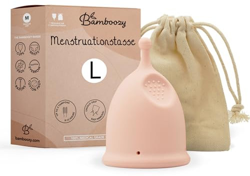 Bamboozy Coppetta Mestruale (L) - Coppette Mestruali Riutilizzabili Realizzate in Silicone Medico - Fino a 12 Ore di Protezione - Senza Plastica, Senza BPA e Altre Sostanze Indesiderate