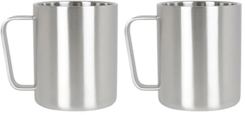 Lifeventure Stainless Steel Camping Mug Tasse Unisex-Adult, Silver Taille Unique (Lot de 2)