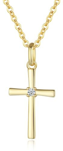 GAVU 925 Sterling Silber zierliche Kreuz Halskette für Damen, zierliche Damen Gold Halskette