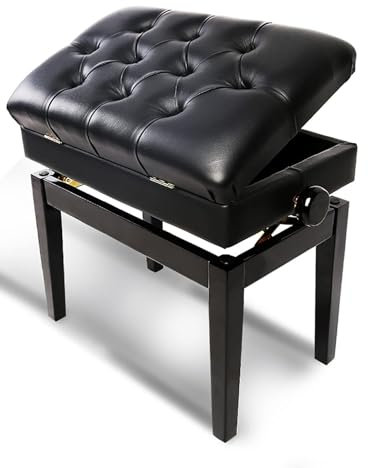 ZYJIX Klavierhocker Aus Holz – Höhenverstellbare Bank Mit Weichem Lederkissen – Geeignet Für Kinder Und Lehrer – Schminktischhocker – 56 X 36 X 50–60 cm(Color:Gerade Beine)