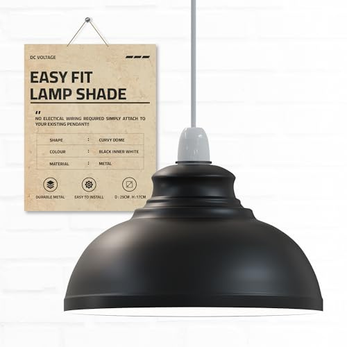 DC VOLTAGE Kleine Lampenschirme für Decke, 29 cm, modern, schwarz, innen weiß, Lampenschirme für Deckenleuchten, Tischlampen und Stehlampen, Deckenlampenschirm für Wohnzimmer, Küche, Schlafzimmer,