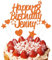EKAM Personalised Happy Birthday Cake Topper, Customised with Any Age Name Party Cake Decoration, Glitter Card Cake Topper With Heart Star Cup Cake Toppers - 9Pcs (Prime, Orange)
