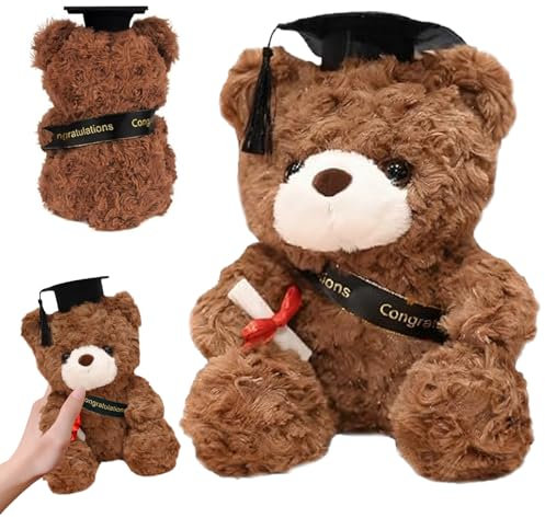 TZQFROCE Teddybär, Abschlussgeschenk, Abschlussgeschenk, Prüfungsgeschenk für Mädchen, Jungen, Abschlussfeier, Glückwunsch, Schulgeschenk, 23cm