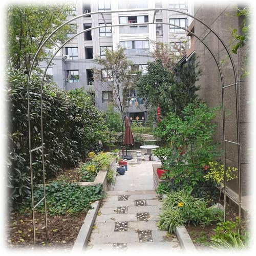 Rosenbogen - Wetterbeständig/Massiv/Stabil - Gartenbogen Aus Edelstahl Für Kletterpflanzen, Pergola Spalier 1,2/1,5/1,8/2/2,2/2,4/2,6/2,8/3/3,2/3,5/4/4,5/5 M Breiter Rankenbogen(Color:25mm+base,Size:1