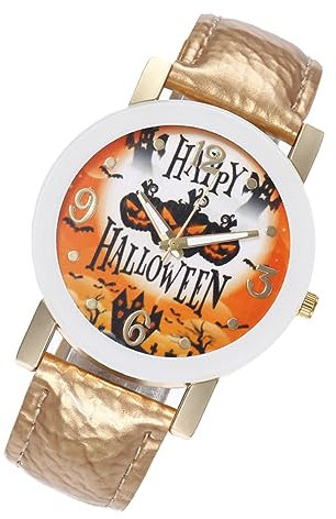 SAKURRDD Quarzuhr, modischer Gürtel, Quarzuhr, Damen-Quarzuhr, Halloween-Quarzuhr, Quarzuhren, The Witch Miss/818 (Color : Golden, Size : Size 5)