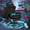 ELFORDSON Gaming Chair with 2-Point Massage Lumbar Support, Computer Chairs for Home Office, Head Pillow High Back 150° Recliner, for Kids Adults, Fabric Linen, Black