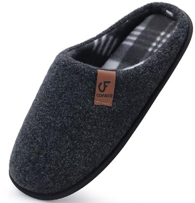 COFACE Zapatillas de Estar en Casa Hombre Invierno Calientes Pantuflas Confort Espuma de Memoria Zapatos con Antideslizante Suela Talla Negro 43