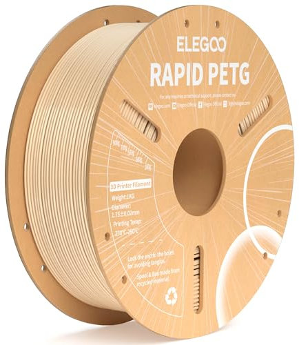 ELEGOO Rapid PETG Filament 1.75mm Beige 1 KG, High Speed 600mm/s 3D Drucker Filament Maßgenauigkeit +/- 0.02 mm, 1kg Pappspule(2.2lbs) Passend für die meisten FDM 3D Drucker