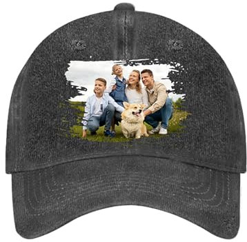 Personalisierte Basecap mit Foto Vatertagsgeschenk für Papa Baseball Cap Herren Baseballkappe Sonnenschutz Kappe, Geschenke für Männer Geburtstagsgeschenk (DE/NL/SE/PL, Numerisch, 57, 59, Stil 4)