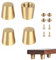 Singring 4PCS Brass Wood Cutting Board Feet Jewelry Box Feet Walnut Wood Board Feet Display Tray Riser Feet with Screws and Washers for Kitchen Appliances and Multiple Furniture (15mm/0.59inch)