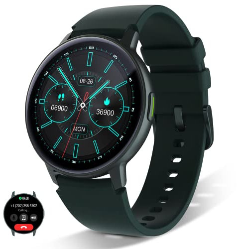 Smart Watch for Women Men(Answer/Dial Calls), 1.3 Round Face Watches Always-on Display Smartwatch for Android and iOS Phones, IP68 Waterproof Fitness Tracker with Ai Voice, Heart Rate, Sleep (Green)
