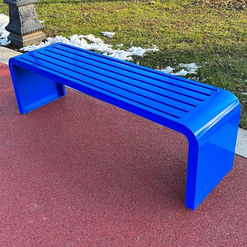 LXRHLIKG Gartenbank Wetterfest, 2-Personen-Metall-gartenbank Mit Verzinktem Stahlrahmen Und Geschwungenem Design(Blue,100cm/39in)
