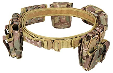CreativeBlocker 5-in-1 Multifunktionale Taktische Gürteltasche, Abnehmbarer Verstellbarer Airsoft Taktischer Gürtel, Militär Polizei Dienstgürtel, für Outdoor Sport Paintball (CP Camo)