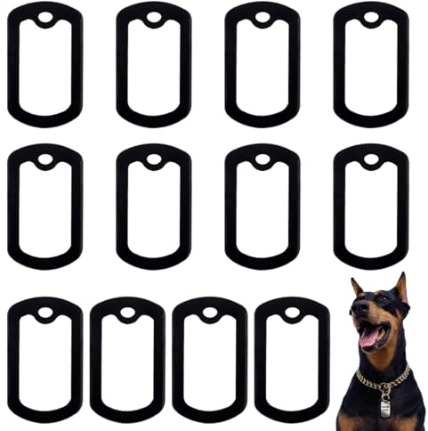 FERCAISH 12 Stück Silikon-Hundemarke im Militärstil, Schwarz Dog Tag Schalldämpfer, Silikonkautschuk Erkennungsmarke, Gummi ID Tags Retangular Abdeckung, zur Reduzierung Klirrgeräuschen Geräusche