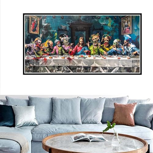 DIY La Última Cena Pintar por Números abstracto Pintura por Números Adultos con Bastidor y Grande Lienzo 40x80cm, Kit de Pintura al óleo con 3 Pinceles and Pigmento Acrílico, Room Decor, Regalo Mujer