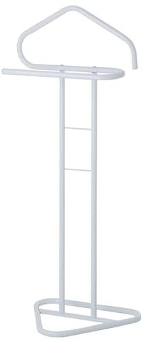 PALUPLUS Servo Muto da Camera in Metallo, Misura 43,5x36x110,5 cm, appendiabiti da terra a 2 posti per giacche, pantaloni, camicie, cravatte -8541M (Bianco)
