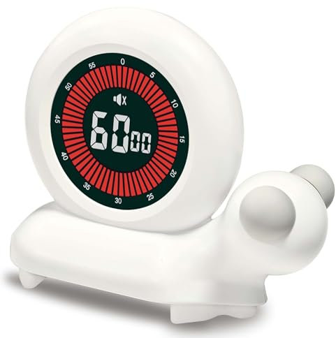 Visueller Timer Kinder, Aluusy Schnecken Visueller Timer Digital, Wiederaufladbar 60 Minuten Countdown Countup Timer mit Stummschalt und Memoryfunktion, LED Küchentimer für Küche Schule Büro