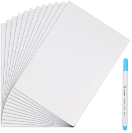 12 Blätter Stickvlies Wasserlöslich Selbstklebend,Stickvlies Ausreißbar Mit Stift,A5 Stickstoff zum Sticken 21×15cm,Stickpapier Wasserlöslich für Drucken Handbemalt Bestickt und Handnähen