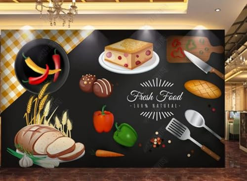 Chilli Cakes Bread Ustensiles De Cuisine Papier Peint 3D Intissé Bureau Salon Canapé Chambre Fond Décoration Murale-200cm×140cm