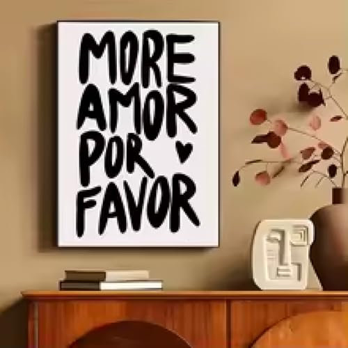 HIPWST Modern Eclectic More Amor Por Favor Love Quotes Wall Art Prints Canvas Painting Poster Picture Living Room Decor 20x30cm Frameless