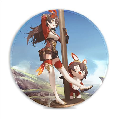 CHTXD Gaming-Mauspad Genshin Impact (20 x 20) cm, rundes Gaming-Mauspad, Oberfl?Che, Wasserabweisende Oberfl?Che, gen?hte Kanten, für die Arbeit im Büro und den Heimgebrauch