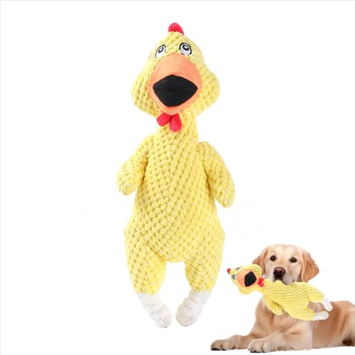 Xevinas Hundespielzeug Unzerstörbar, Robust Huhn Kuscheltier Hundespielzeug Quietschend, Maschinenwaschbar Interaktives Hunde-Spielzeug Plüschspielzeug Für Welpen, Kleine, Mittlere Hunde (Gelb)