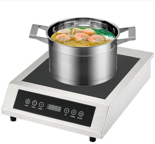 3500w Portable Electric Induction Hob, Commercial Induction Cooktop Load Capacity 110lb, 9 Power Levels Induction Cooktop, Professional Ceramic Portable Stainless Steel Hot Plate With 4 Hours Timer