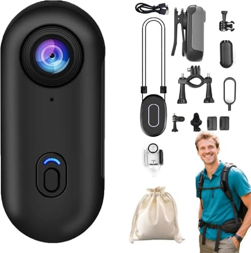 HItianya Stallion Frames Body Camera, mini körpercam, POV Kamera, Aktion Kamera 4k+, Daumen Bodycam Reiter Camera, mit 360° Drehbarem Clip und Magnetclip, Sportkamera für Radfahren, Haustiere