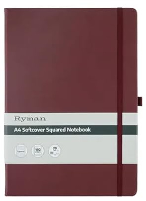 Ryman A4 Soft Cover Squared Notebook (Burgundy)