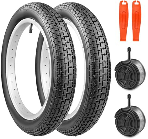 MEGHNA 2 Set Fahrradreifen-12/14/16/18/20/24/26x2.35 Zoll Fahrradreifen & Schlauch &Reifenheber Premium Alltag & MTB Reifen für Balance-Bike, BMX, Mountainbike, Cruiser