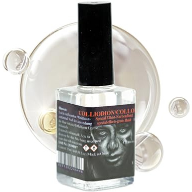 Liquide de guérison au collodion rigide - 15 ml - Peinture de collodion rigide pour Halloween pour cicatrices avec pinceau peinture de beauté pour rayures sur le corps | Pour la peau du visage, corps