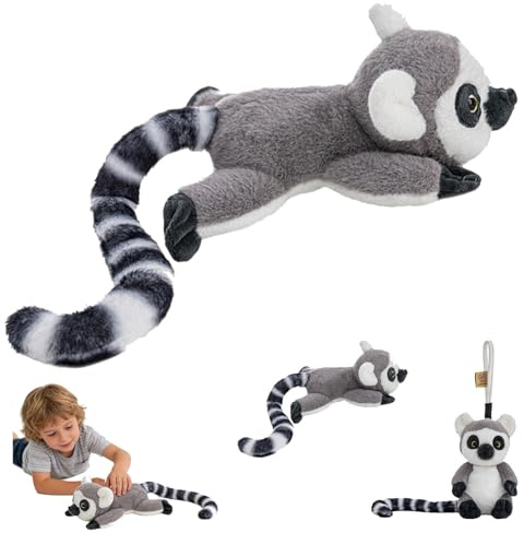 Xiyocadt Lemur-Plüschtier, Ringschwänziger, Kuscheltier, Geschenke, Bezaubernd Weich Und Exquisit Charmant, Die Sowohl Für Jungen Als Auch Für Mädchen Geeignet Sind (Lemur,Bauchlage: 22 cm)