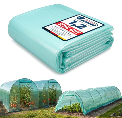 Garronda 8x6 m Gewächshausfolie UV Folie Abdeckfolie Folientunnel GD-0198 | Grün, UV-stabilisiert, 3-schichtig, reißfest, als Tunnelfolie für Gewächshaus, Treibhaus, Frühbeet und Pflanzenabdeckung