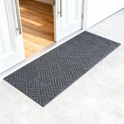 Nocecfi 40 x 120cm Schmutzfangmatten, Grau Fußmatte Außen Fussmatte Innen | Rutschfester Schmutzfänger Türmatte Waschbar Küchenteppich für Außenbereich Eingang Haustür Patio Balkon Garten